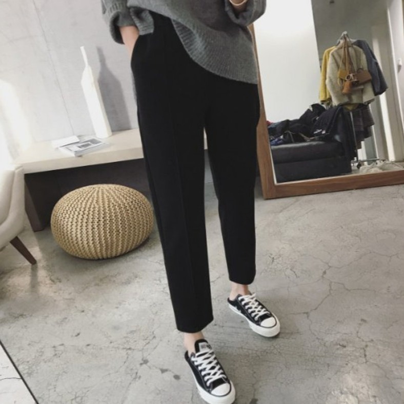 【現貨】Q02-秋冬毛呢小腳哈倫褲-細節圖2