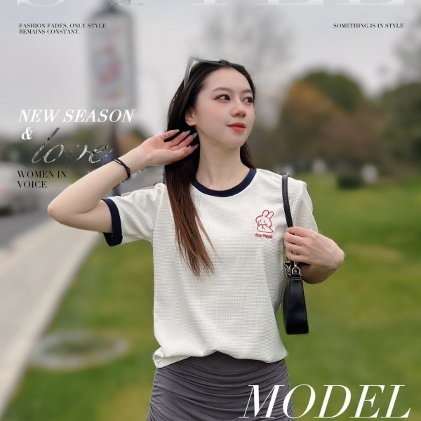 【現貨】U41-華夫格圓領撞色短袖-細節圖2