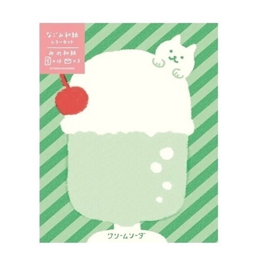 《古川紙工》 夏日限定🍹🍦日本和紙信紙組｜貓咪×企鵝×海豹｜超療癒可愛文具｜冰淇淋 汽水 KUMA 小舖-規格圖9