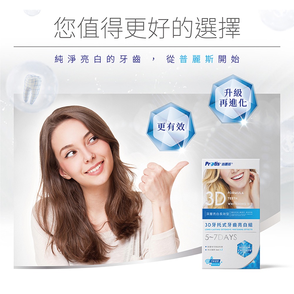 Protis 普麗斯 3D藍鑽牙托式深層長效牙齒美白組-歐盟新配方 5-7天 2入組-細節圖4