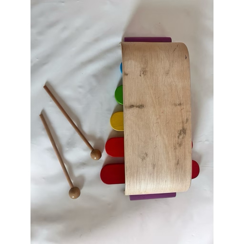 Plan Toys敲敲琴（有污）+鈴鐺球車車-細節圖2