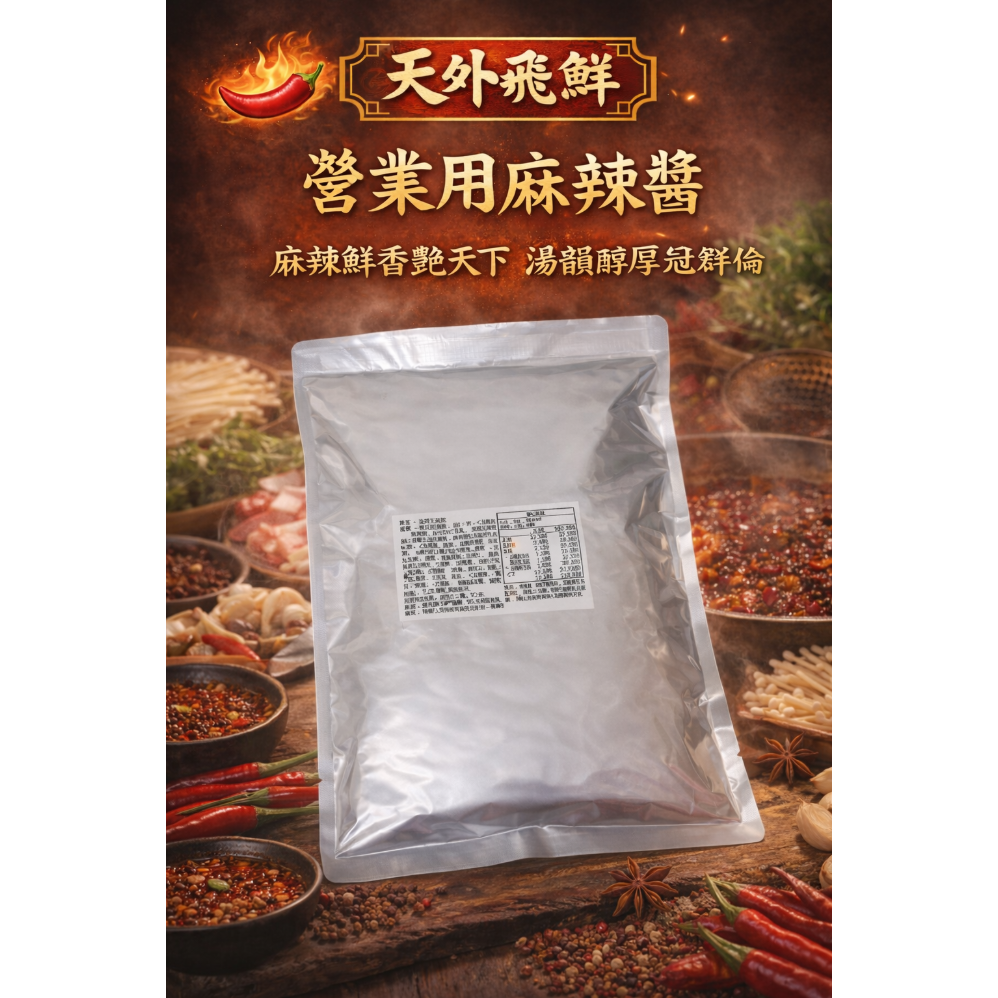 天外飛鮮-營業用-手炒麻辣醬1公斤-麻辣湯底醬 .麻辣鍋底醬 專用麻辣火鍋麻辣鴨血麻辣臭豆腐麻辣燙麻辣鍋麻辣滷味等-細節圖3