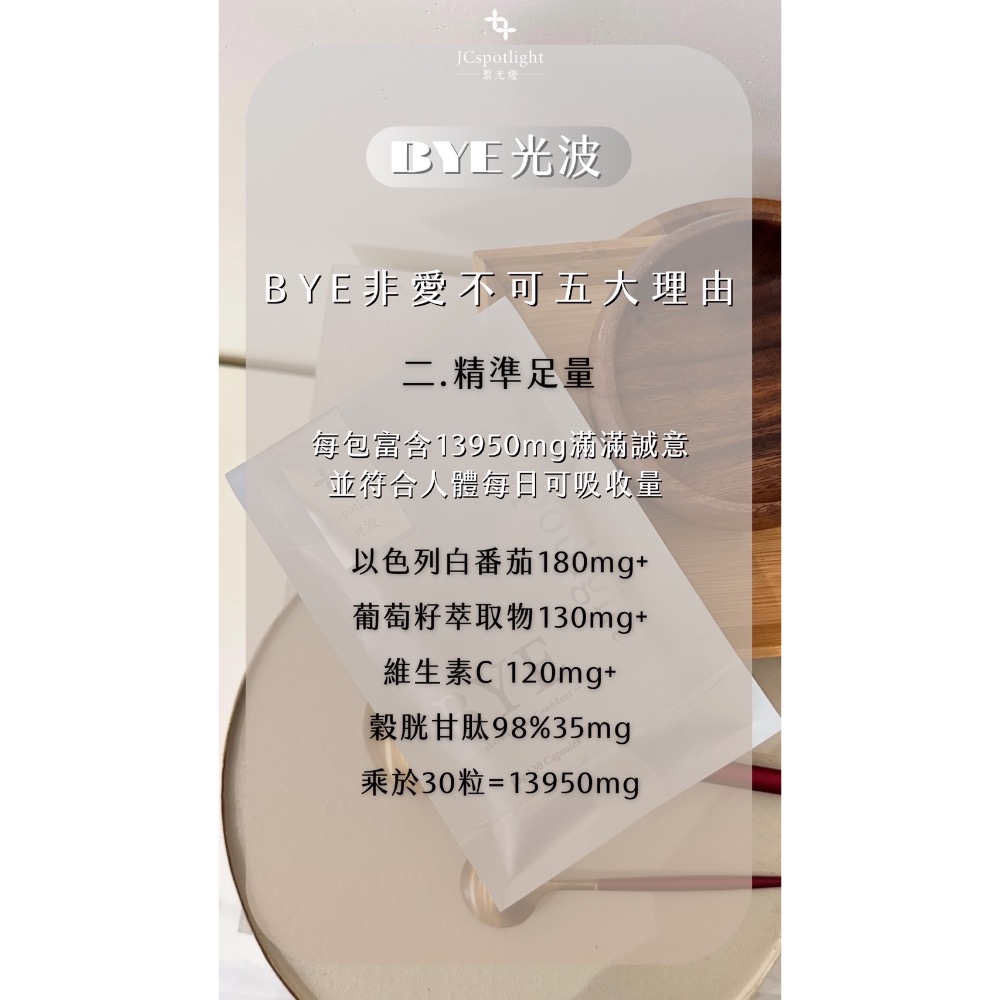 聚光燈Jcspotlight 光波膠囊 美BYE神奇 穀胱甘肽 冰晶番茄 膠原蛋白一次補足 吃的防曬 吃的乳液-細節圖7
