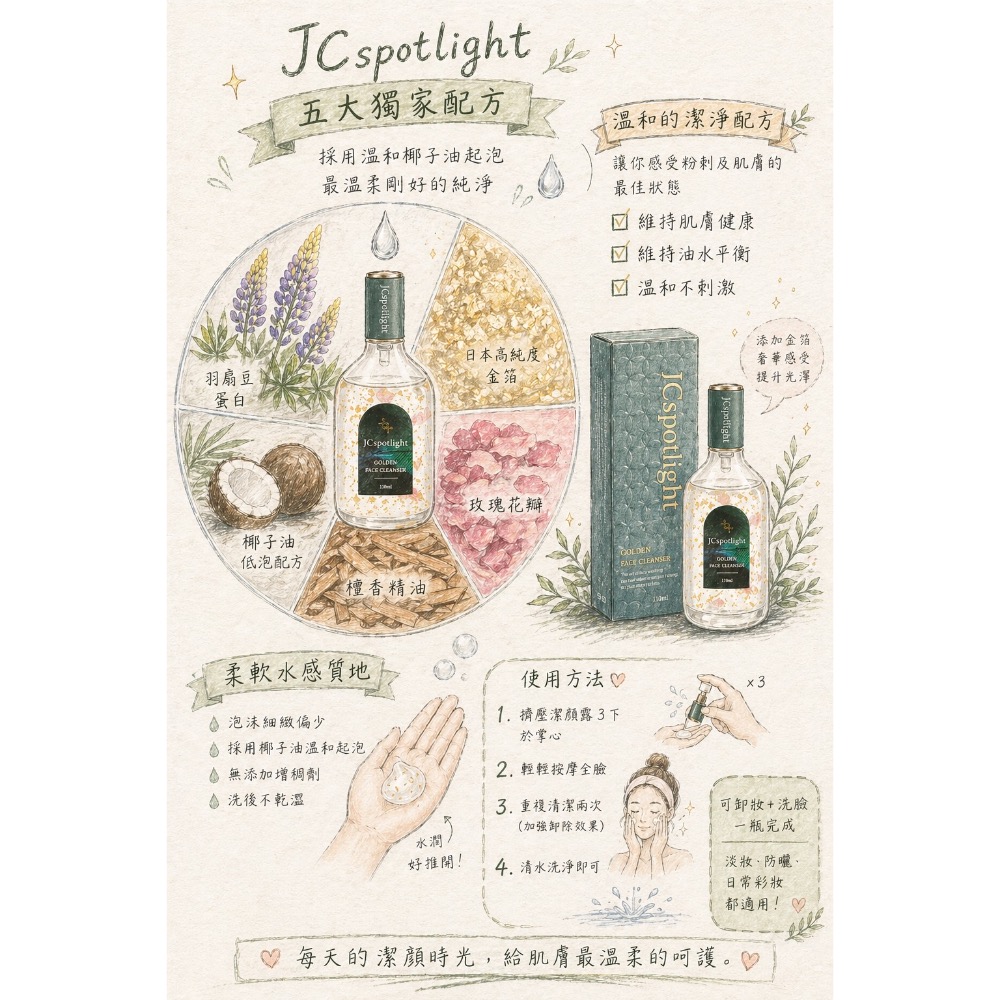 聚光燈JCspotlight深深淨化洗顏露 洗臉卸妝一瓶搞定 溫和少泡沫的洗顏 保護皮脂膜-細節圖2