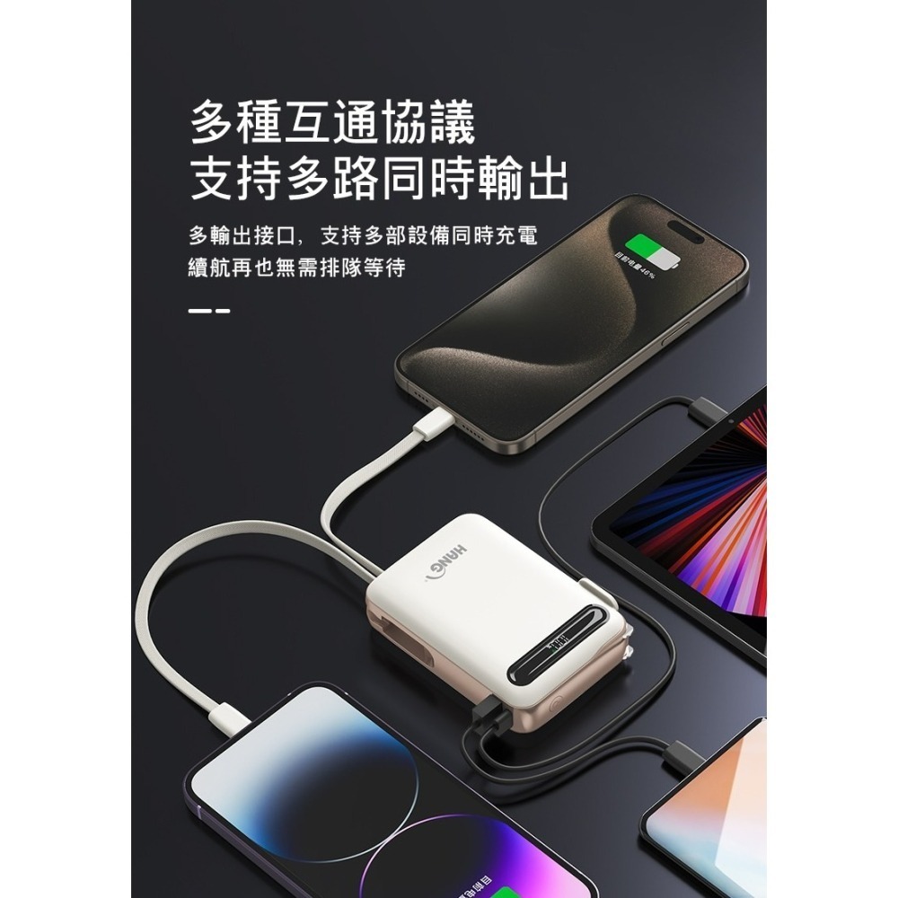 HANG  標示WH (中國3CCC+二維碼證) AC2行動電源 22.5W 自帶線雙線 + AC插頭 液晶顯示電量-細節圖7