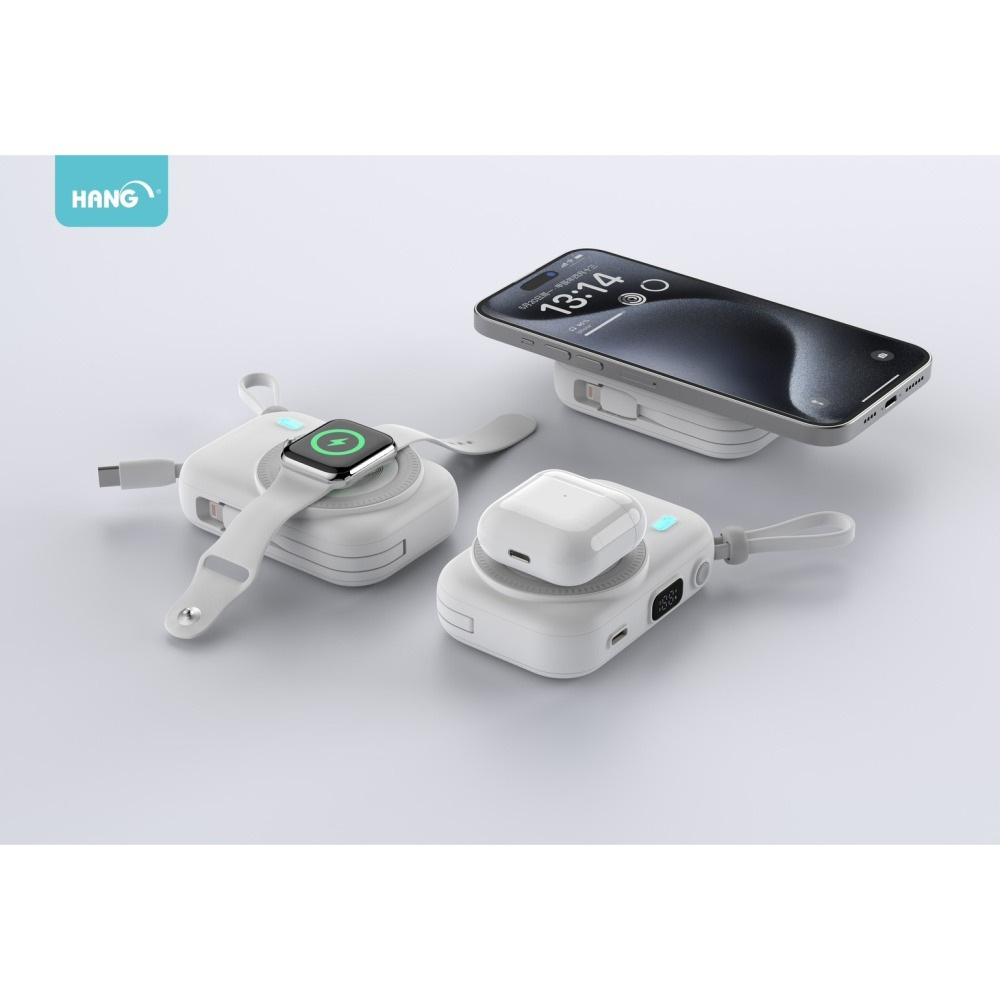 HANG 無線磁吸行動電源 10000mAh 自帶雙線 22.5W 標示WH  BSMI 認證 八合一無線磁吸充電寶-細節圖7