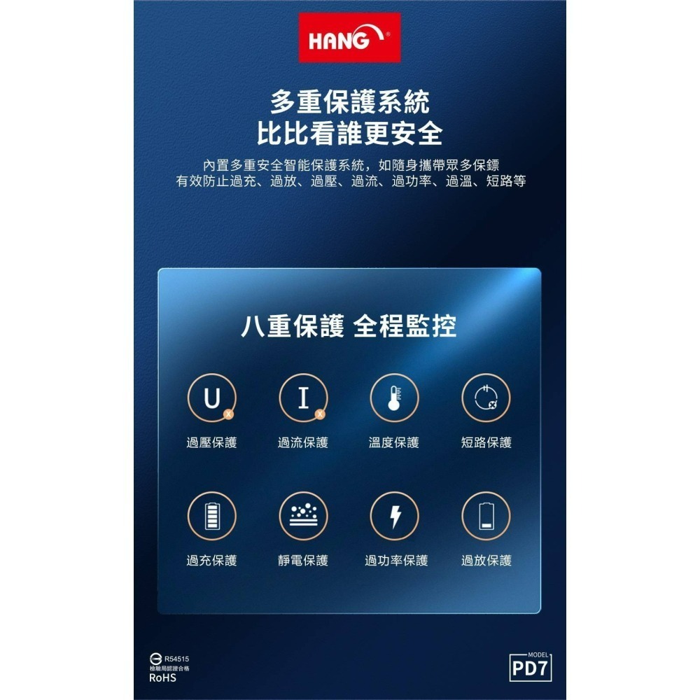 HANG PD7 13000mAh 自帶雙線 PD+QC 支援邊充邊放  LED顯示電量 全兼容快充 閃充-細節圖8