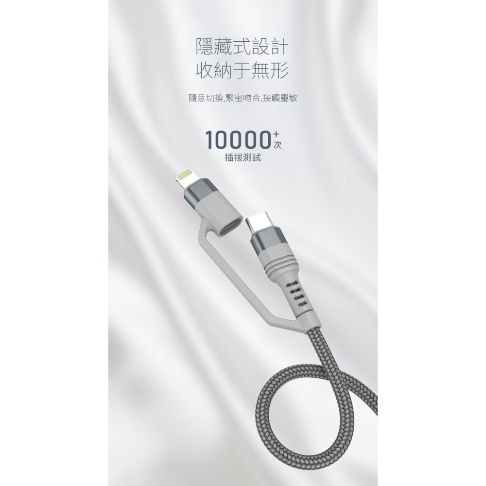 HANG 四合一快充數據線，Type-C/Lightning/USB多接口，適用於手機/平板/筆記本電腦-細節圖4