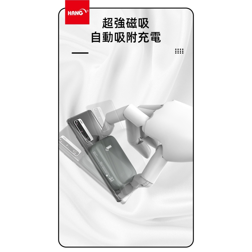 HANG MS1-5000mAh磁吸無線充電行動電源，無線有線雙快充，手機耳機手錶通用，輕巧便攜多重保護 有標示Wh-細節圖8