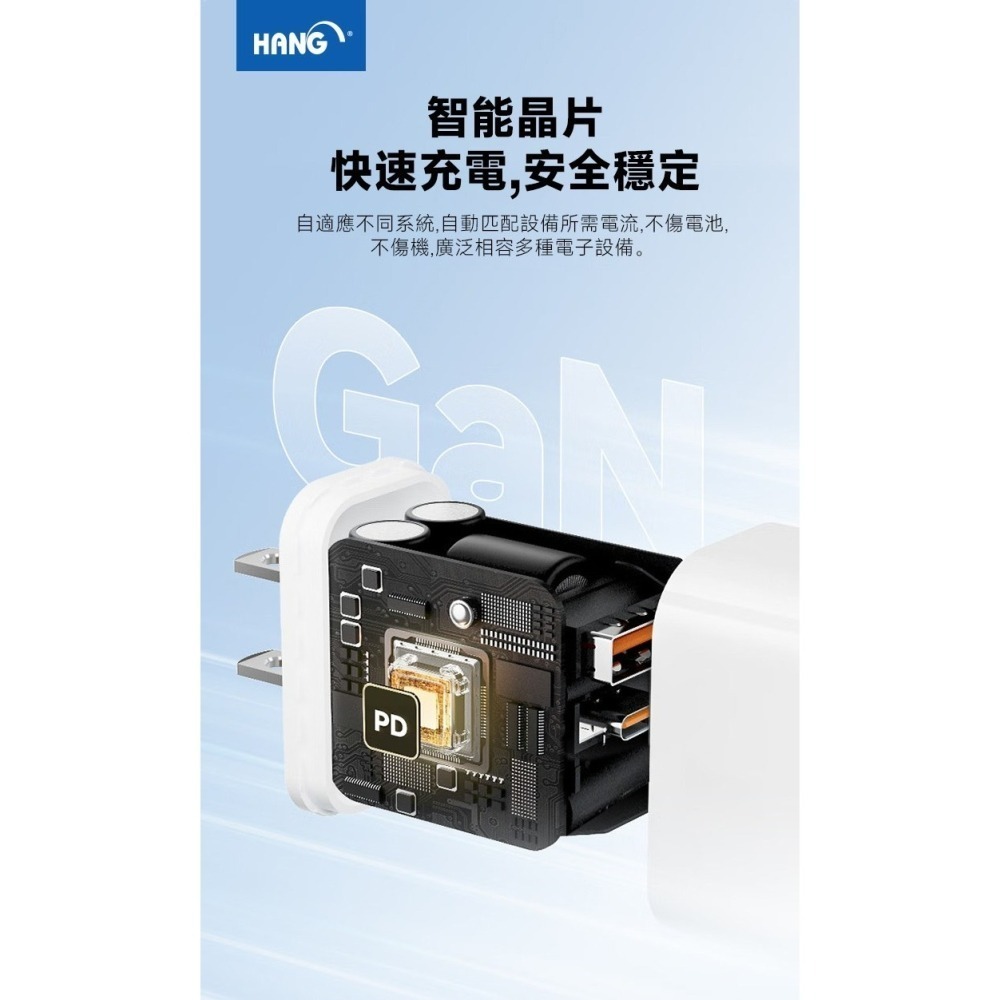 HANG  C34 充電頭 PD快充頭 1A1C 雙孔充電器 PD 快充 支援 iphone 15 氮化鎵  PD+QC-細節圖3