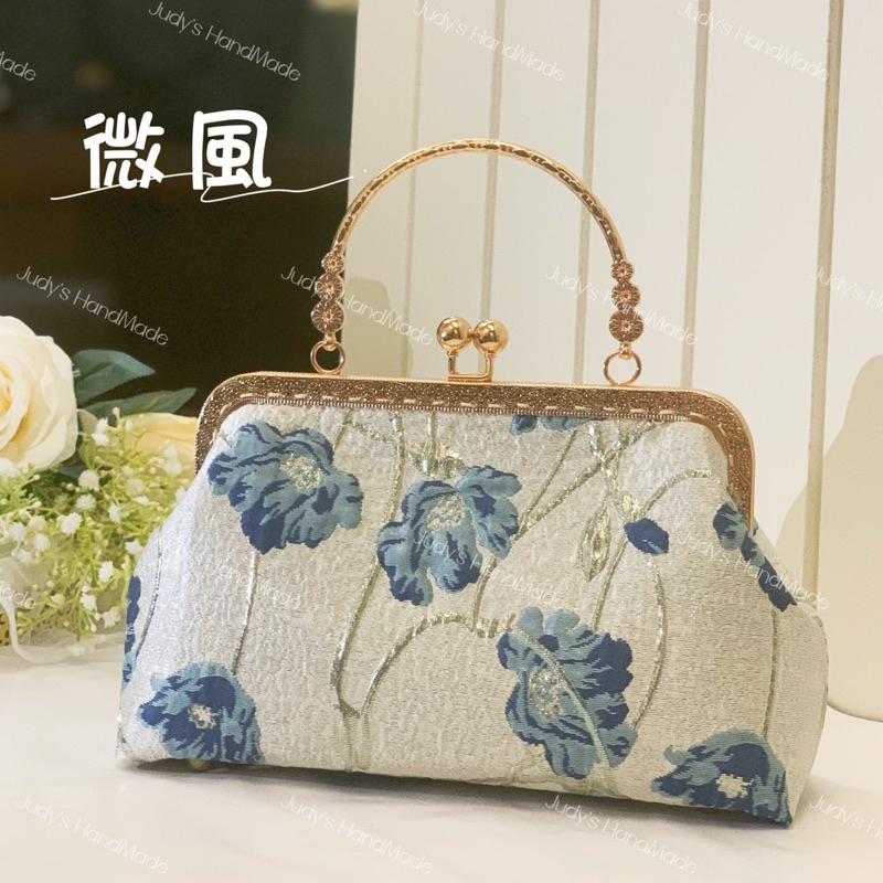 《Judy’s 小舖》微風 手縫口金包附小花提手 送錬條 現貨典雅清新氣質 手機包手提包可斜肩 裙褲好搭配 送禮自用皆宜-細節圖2