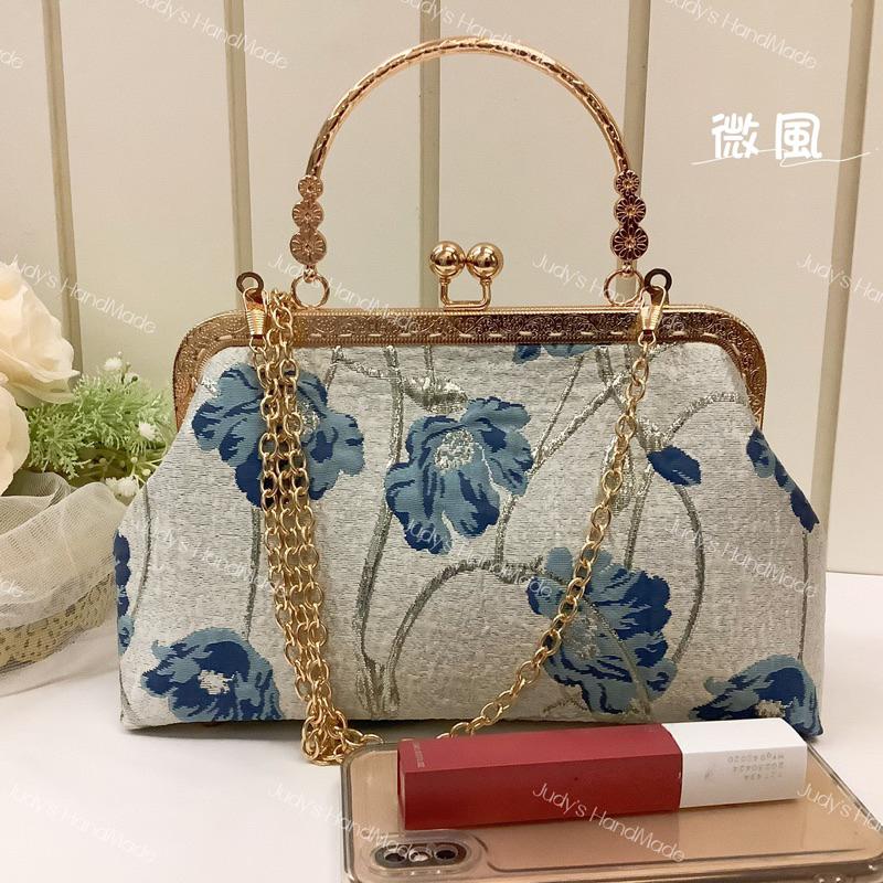 《Judy’s 小舖》微風 手縫口金包附小花提手 送錬條 現貨典雅清新氣質 手機包手提包可斜肩 裙褲好搭配 送禮自用皆宜-細節圖9