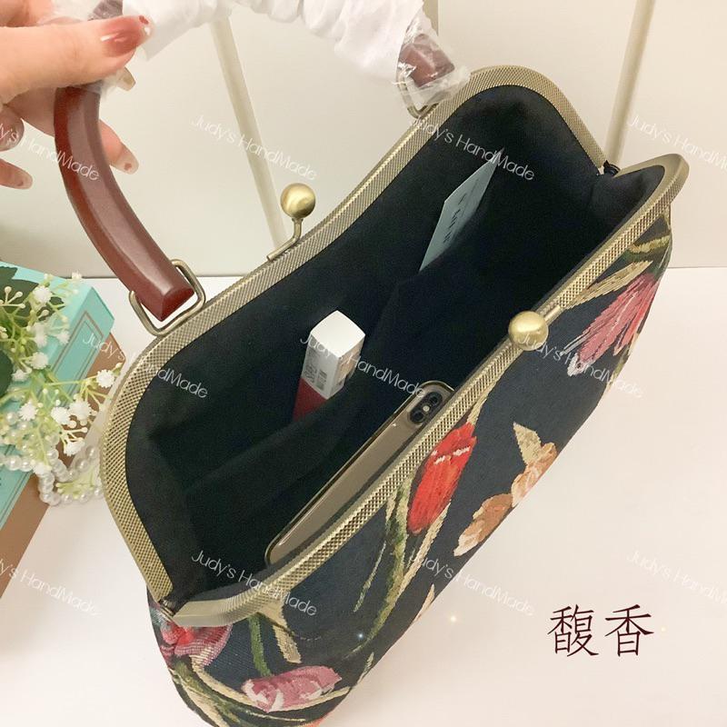 母親節禮物》馥香 紅木色提手大口金包手提包 氣質高貴典雅 法式鬱金香母親節禮物 容量大 歐式復古風格 送禮送長輩-細節圖6