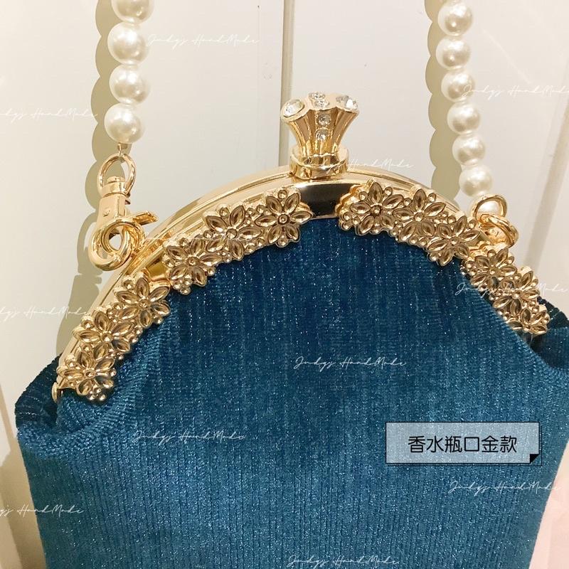母親節禮物》摩天星雲 土耳其藍絲絨 香水瓶口金包 直式手機包送o字鍊 現貨手提包斜肩包 另有宴會包-細節圖5