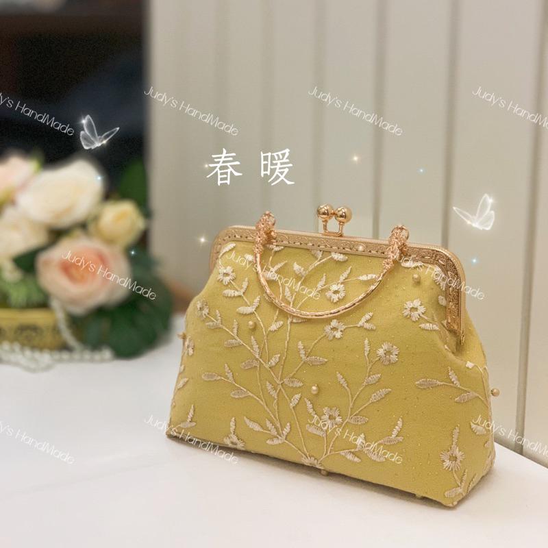《Judy’s小舖》春暖 手縫口金包附花形提手 送o字鍊 現貨 手機包手提包旗袍包 搭禮服旗袍洋裝送禮-細節圖2