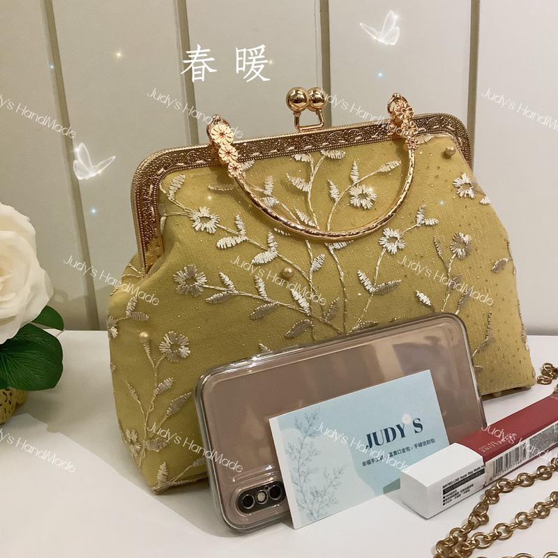《Judy’s小舖》春暖 手縫口金包附花形提手 送o字鍊 現貨 手機包手提包旗袍包 搭禮服旗袍洋裝送禮-細節圖3