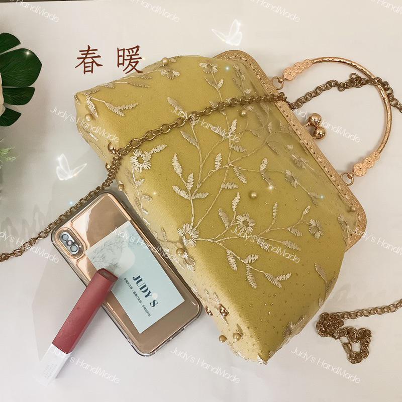 《Judy’s小舖》春暖 手縫口金包附花形提手 送o字鍊 現貨 手機包手提包旗袍包 搭禮服旗袍洋裝送禮-細節圖6
