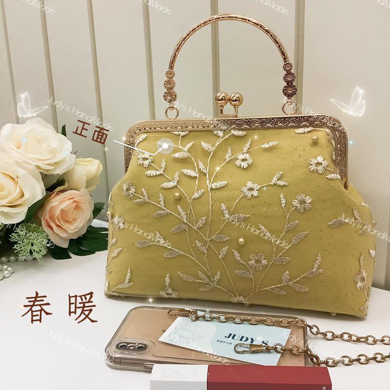 《Judy’s小舖》春暖 手縫口金包附花形提手 送o字鍊 現貨 手機包手提包旗袍包 搭禮服旗袍洋裝送禮-細節圖7