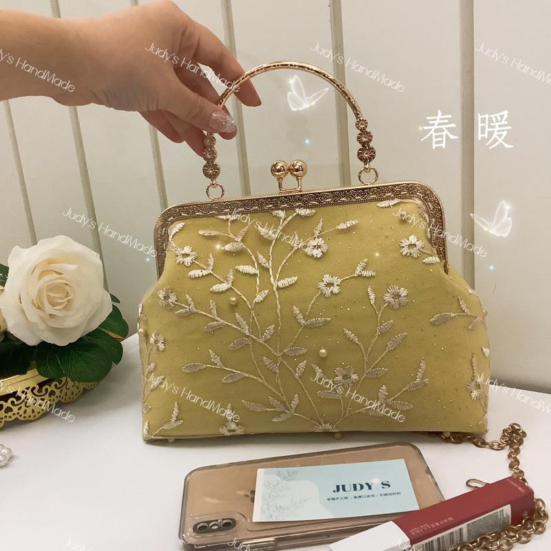 《Judy’s小舖》春暖 手縫口金包附花形提手 送o字鍊 現貨 手機包手提包旗袍包 搭禮服旗袍洋裝送禮-細節圖9