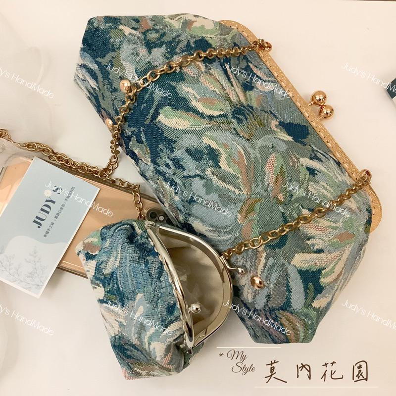《Judy’s小舖》 莫內花園 油畫風口金包 小托特包 手拿包 現貨  實用小包褲裙百搭 手機包通勤手提包-細節圖3