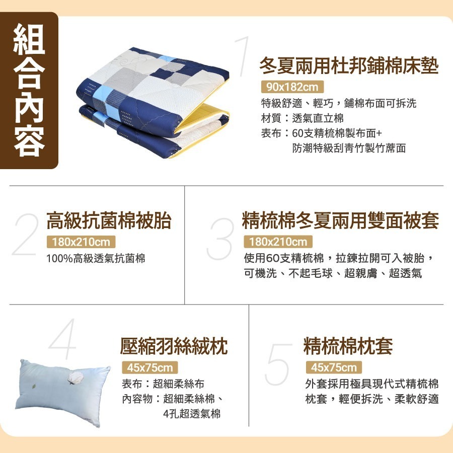 【安迪寢具】台灣製現貨開學季 大學 外宿族 床墊組 和風抗菌組 彈簧床 乳膠床墊 床墊 枕頭 棉被 被套 現貨供應-細節圖3