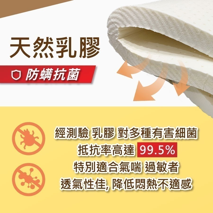 【安迪寢具】天然乳膠床墊 乳膠床墊 單人床墊 雙人床 加大床 含抗菌布套 一體成形乳膠 宿舍床墊 露營床墊 抗菌防蟎-細節圖4