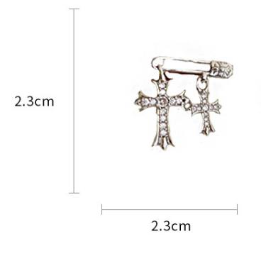 台灣現貨⚇銀針⚇金屬風別針水鑽十字架耳環新款流蘇冷淡風耳釘女甜酷   Justlikepig就愛豬飾品🐷-細節圖3
