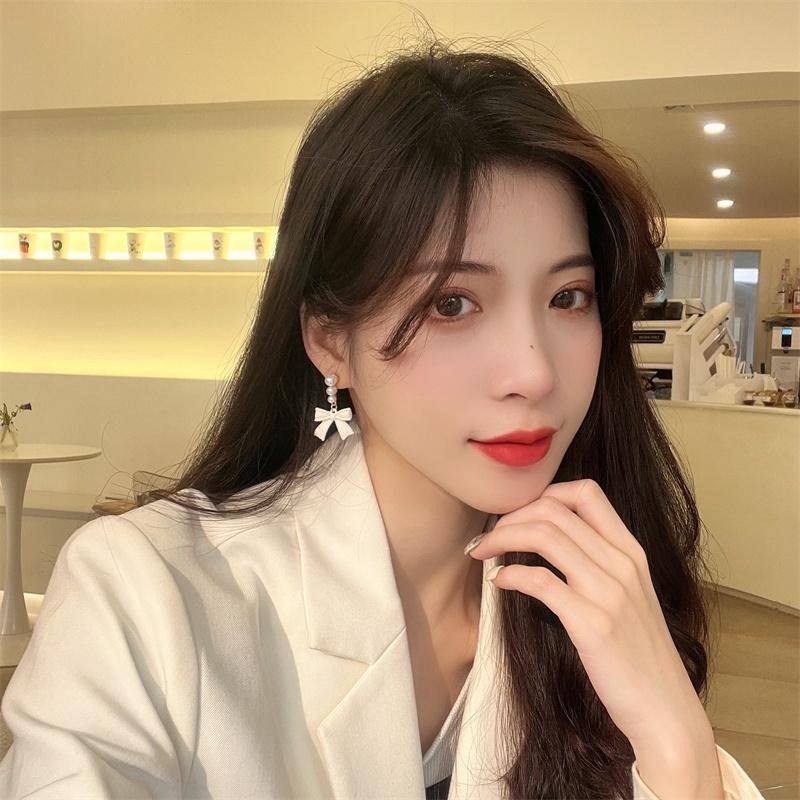 台灣現貨⚇925銀針⚇耳夾⚇奶白 珍珠蝴蝶結耳環新款黑色耳飾女無耳洞紅色植絨夾式白色耳環Justlikepig就愛豬飾品-細節圖4