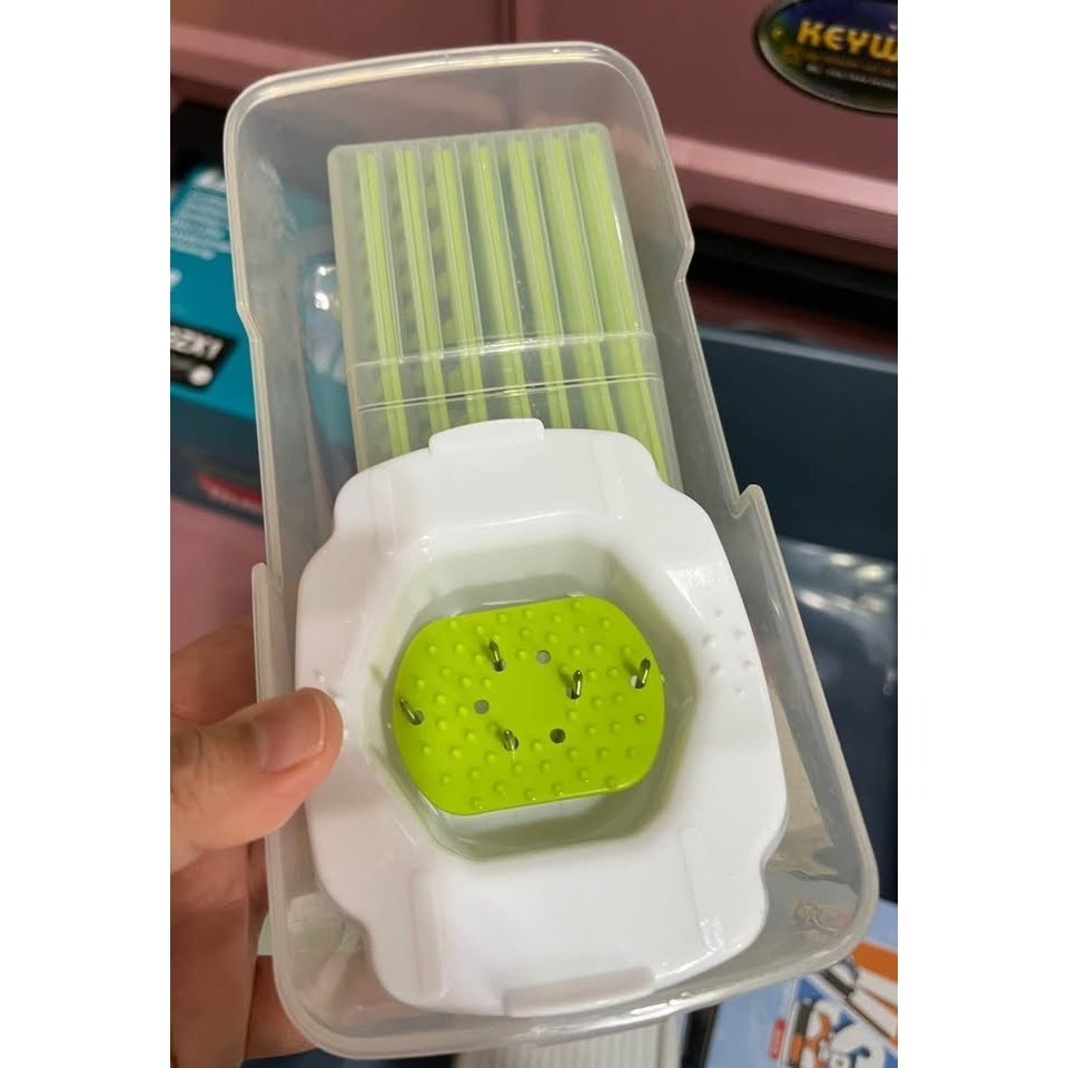 二手 橘之屋 多功能刨蔬果器 附安全護手器 8款刀片, 白色+綠色, 1組, 28.5x12x9.5公分-細節圖2