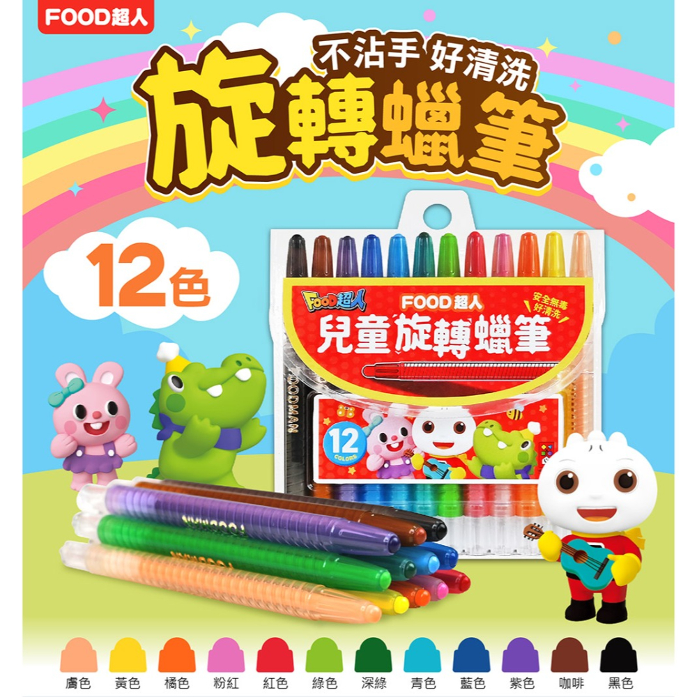 💛全新現貨💛《風車》FOOD超人兒童旋轉蠟筆💖小小孩💖-細節圖2