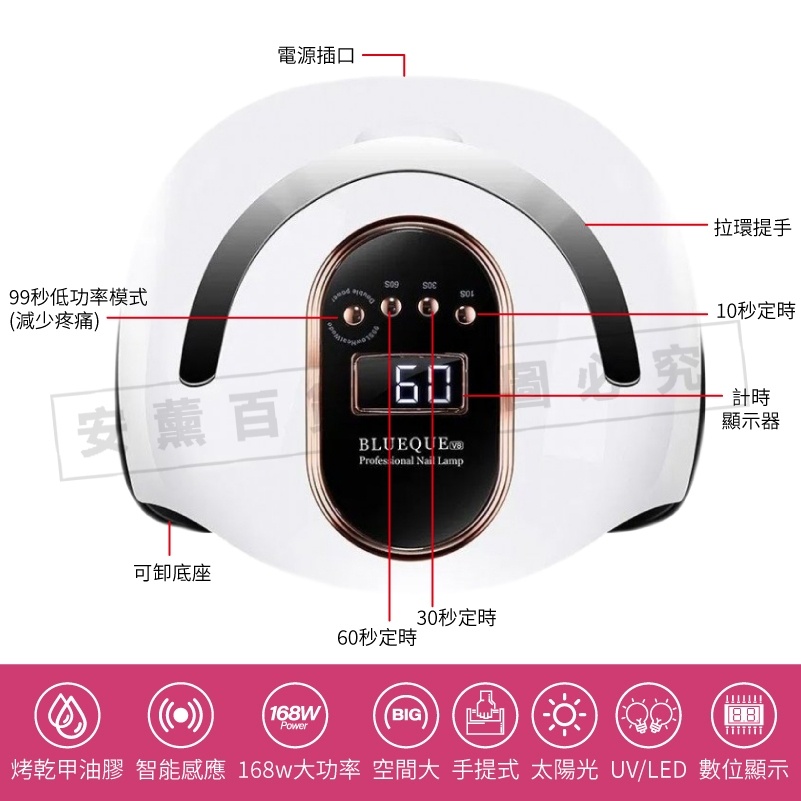 【全新無痛感】光療機 美甲燈 光療燈 自動感應美甲機 凝膠燈 無痛光療燈 太陽燈光療機 烘甲機 168W美甲燈-細節圖8