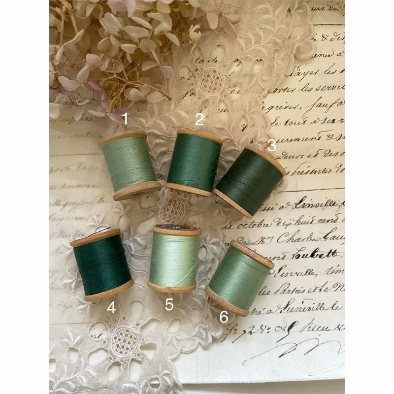 歐美古董 J&P Coats 品牌木線軸縫紉銀灰、綠色・湖水色・紫色系收藏線老件手作素材線軸-細節圖6