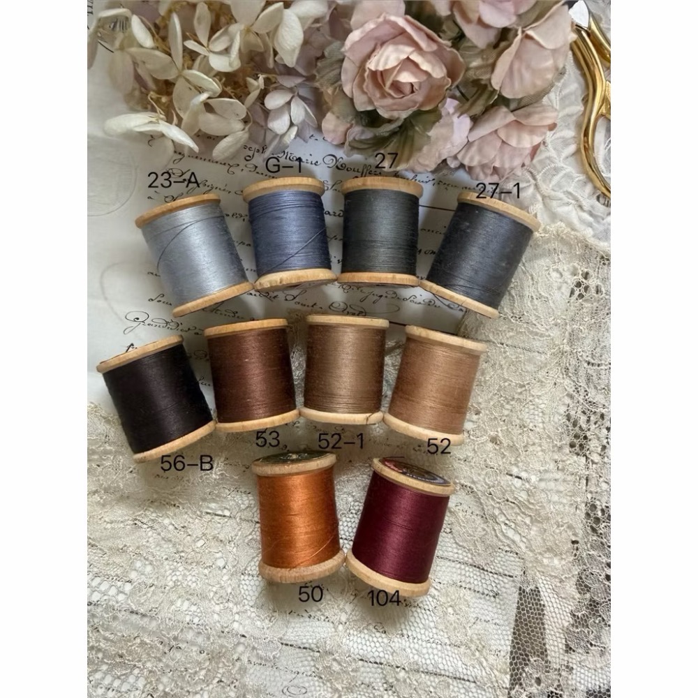 歐美古董 J&P Coats 品牌木線軸縫紉銀灰、綠色・湖水色・紫色系收藏線老件手作素材線軸-細節圖8