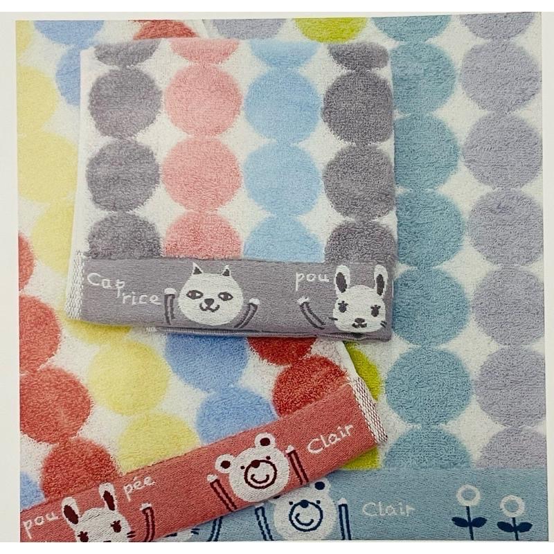 《今治毛巾》兒童日本現貨男女親子絕版刺繡動物微笑圓點寶貝熊貓兔親膚洗臉毛巾-細節圖7