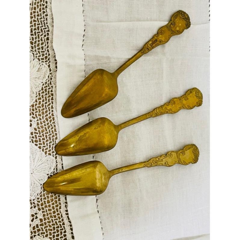 法國古董古件古物純黃銅湯茶咖啡小勺-細節圖2