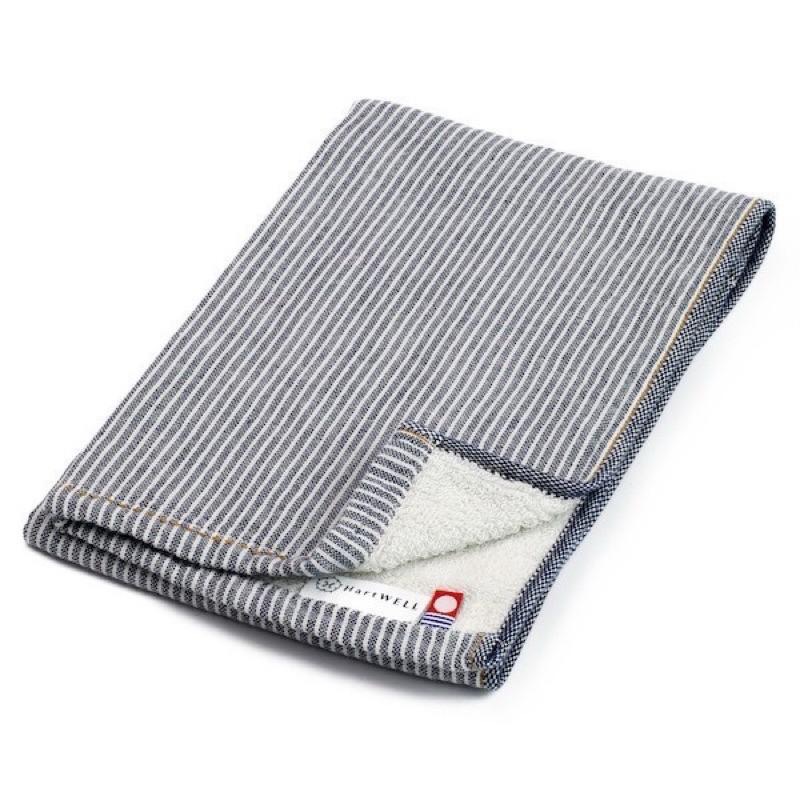 《今治毛巾》Hartwell丹寧牛仔現貨條紋日本英倫風格男性中性全家親子小孩洗臉棉紗長毛巾-細節圖3