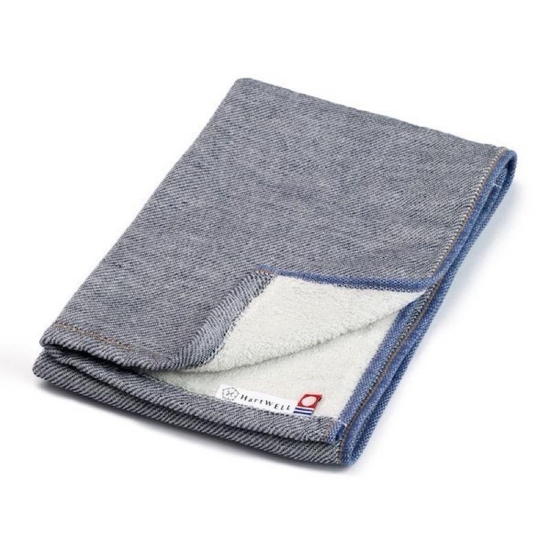 《今治毛巾》Hartwell丹寧牛仔現貨條紋日本英倫風格男性中性全家親子小孩洗臉棉紗長毛巾-細節圖5