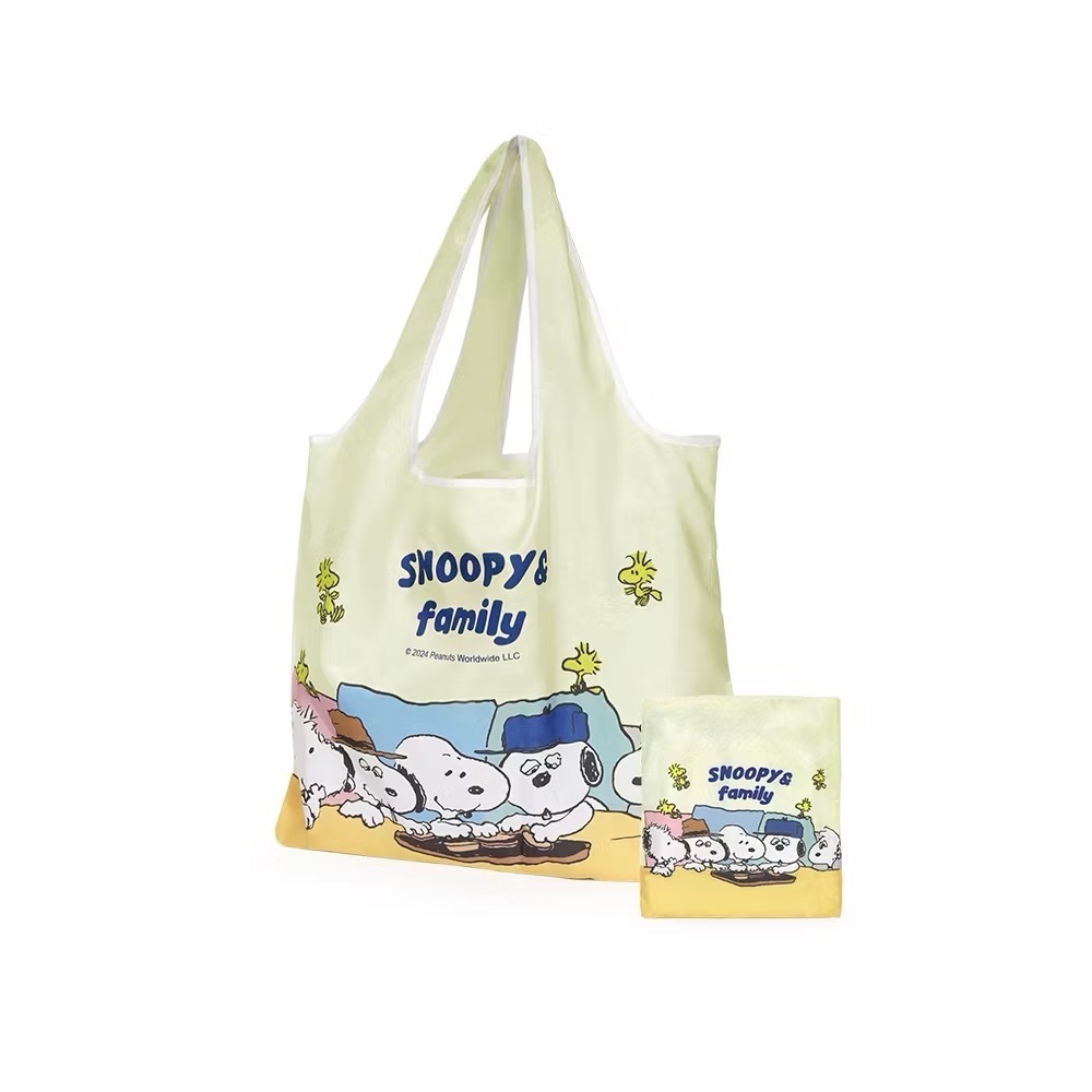 SNOOPY x Kiiwi O! 聯名款 俏皮可折疊購物袋 史努比家族 歐拉夫 糊塗塔克 史努比校車 收納袋 環保袋-規格圖3