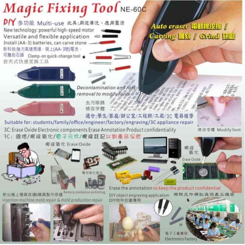 【現貨】【MIT】陸大工業製魔擦磨鑽~桃紅色(收納盒)~多功能電動橡皮擦(吊卡,限用電池組)(台灣外銷產品)-細節圖3