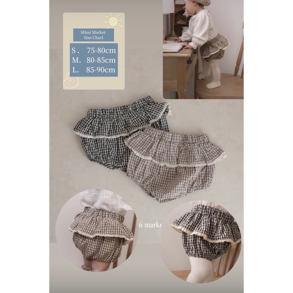 正韓童裝 現貨 韓製 格紋蕾絲燈籠包屁褲 隔天出貨-細節圖4