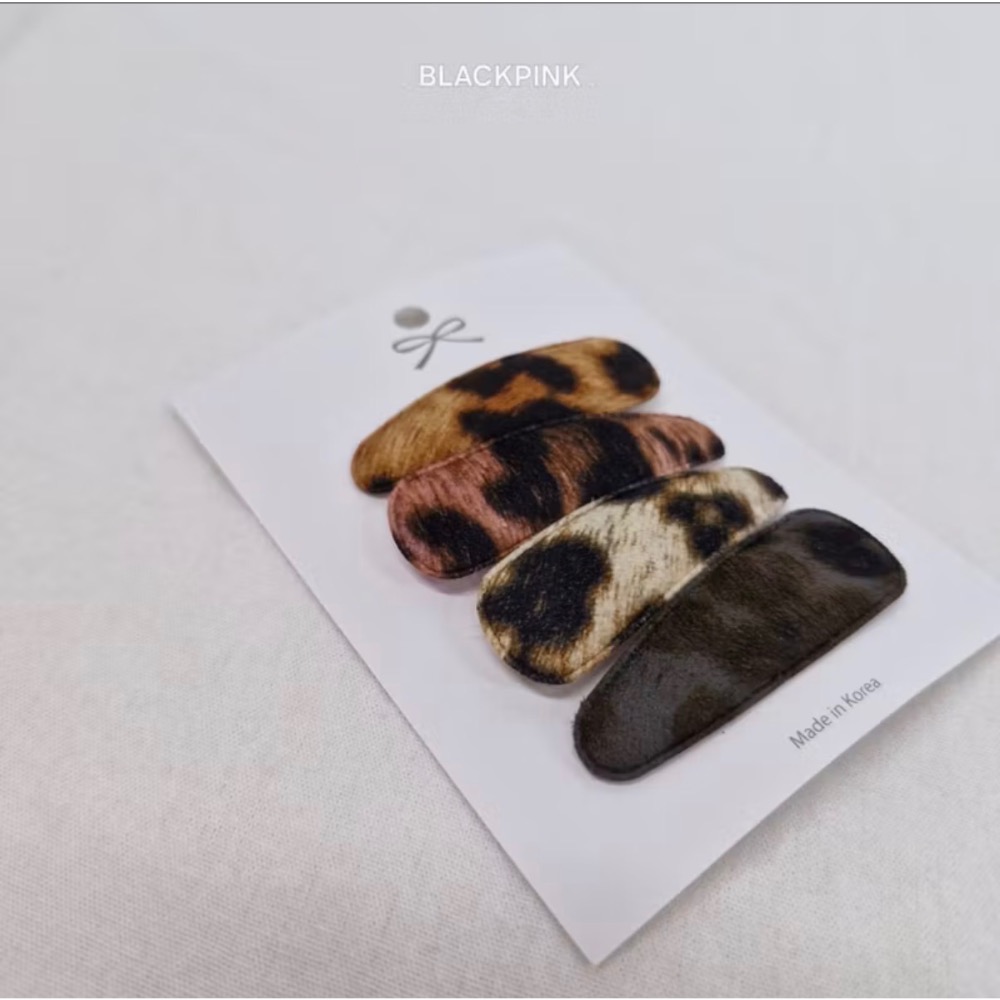 現貨 隔天出貨 韓製豹紋高質感短絨髮夾 一組四入-細節圖3