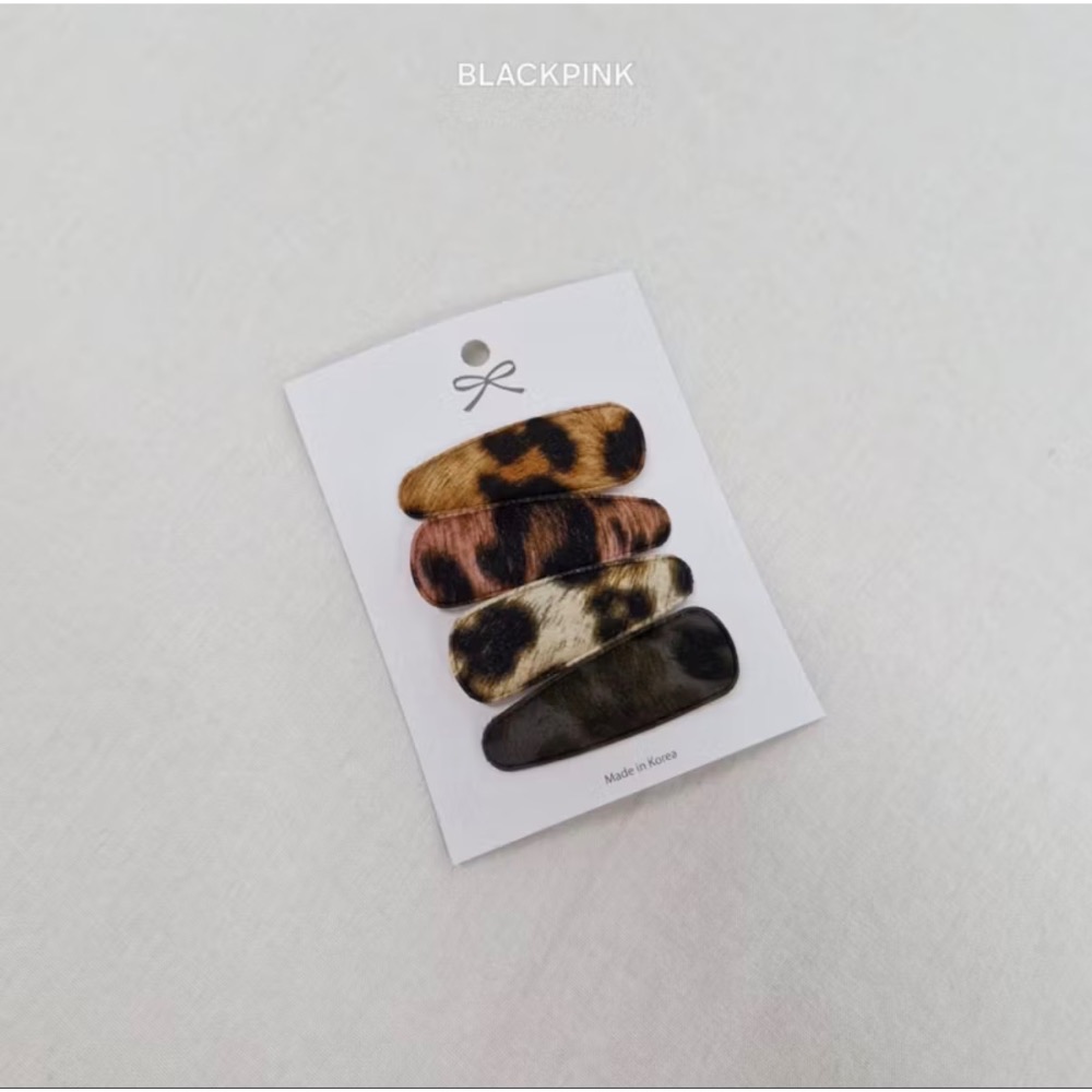 現貨 隔天出貨 韓製豹紋高質感短絨髮夾 一組四入-細節圖5