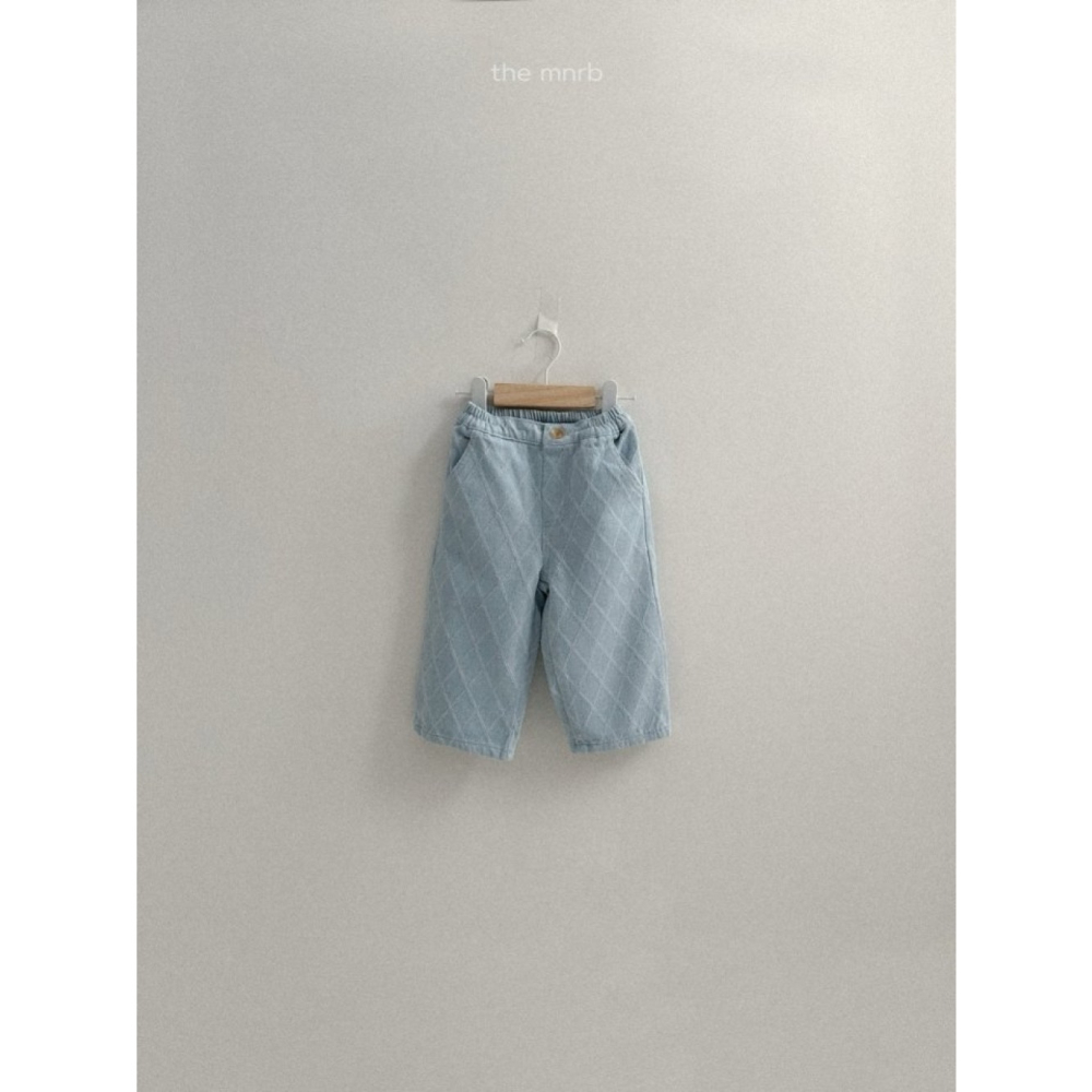 正韓童裝 韓製 mnrb 質感舒適菱格紋牛仔褲-細節圖3