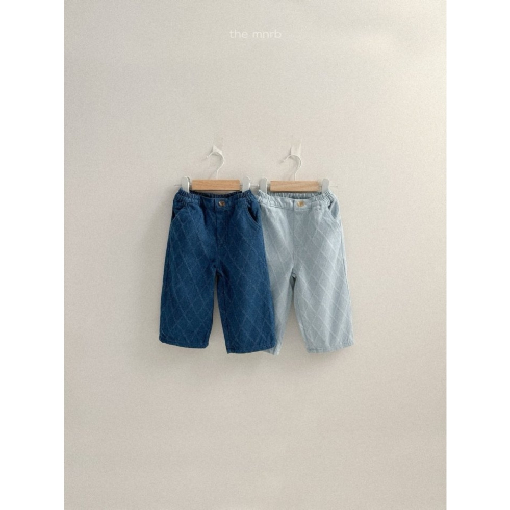 正韓童裝 韓製 mnrb 質感舒適菱格紋牛仔褲-細節圖7