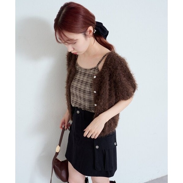 ‎꒰ 日本 kastane ꒱ؘ 格紋小背心 附胸罩-細節圖2