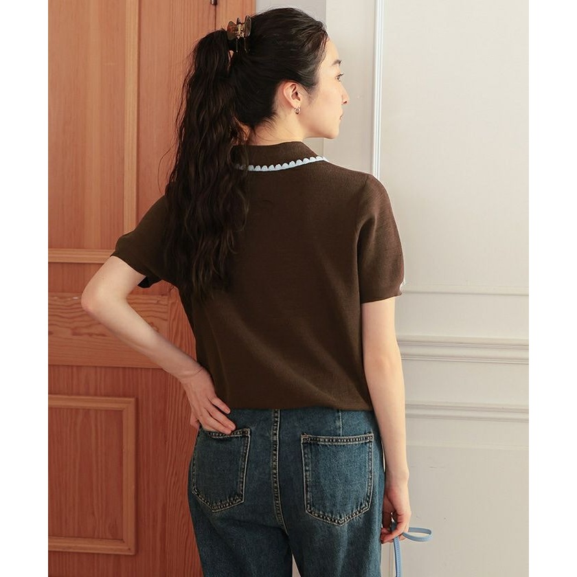 ‎꒰ 日本選品 ꒱ؘ 花邊針織Polo衫-細節圖4