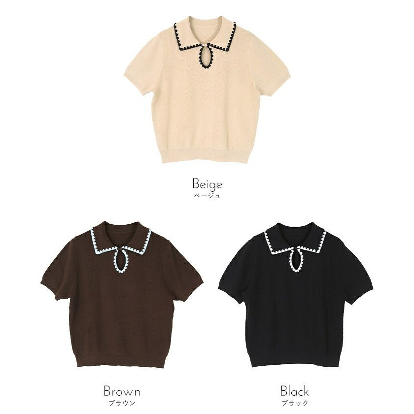 ‎꒰ 日本選品 ꒱ؘ 花邊針織Polo衫-細節圖8