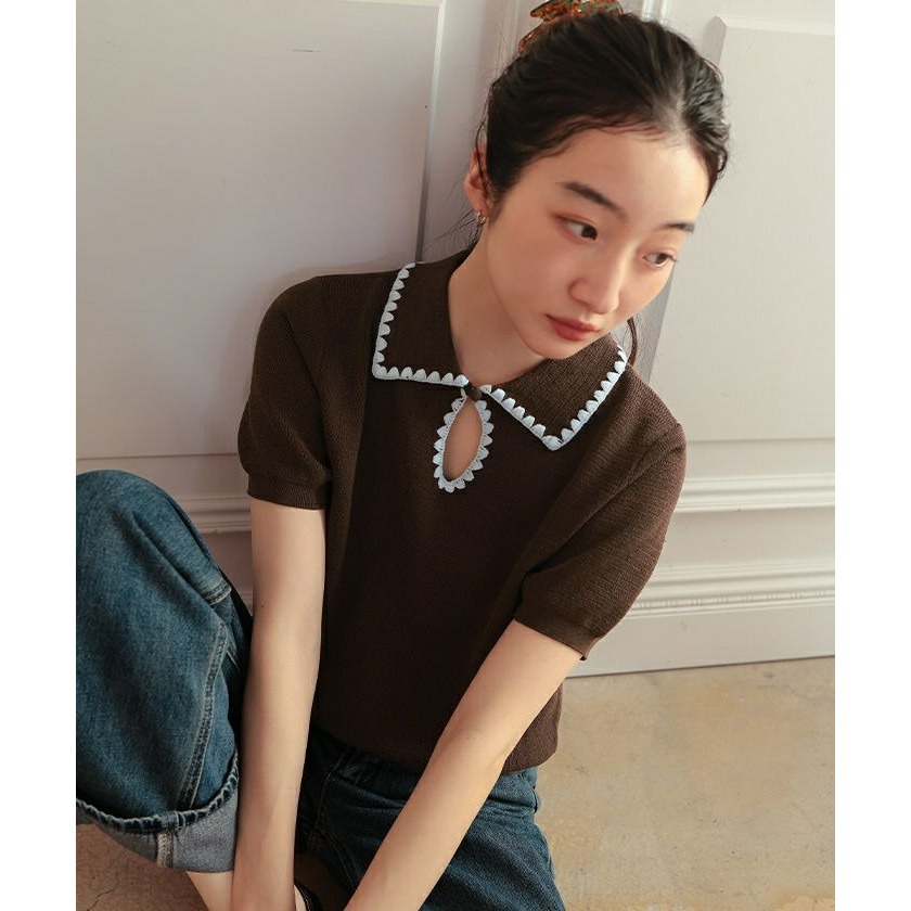 ‎꒰ 日本選品 ꒱ؘ 花邊針織Polo衫-規格圖8