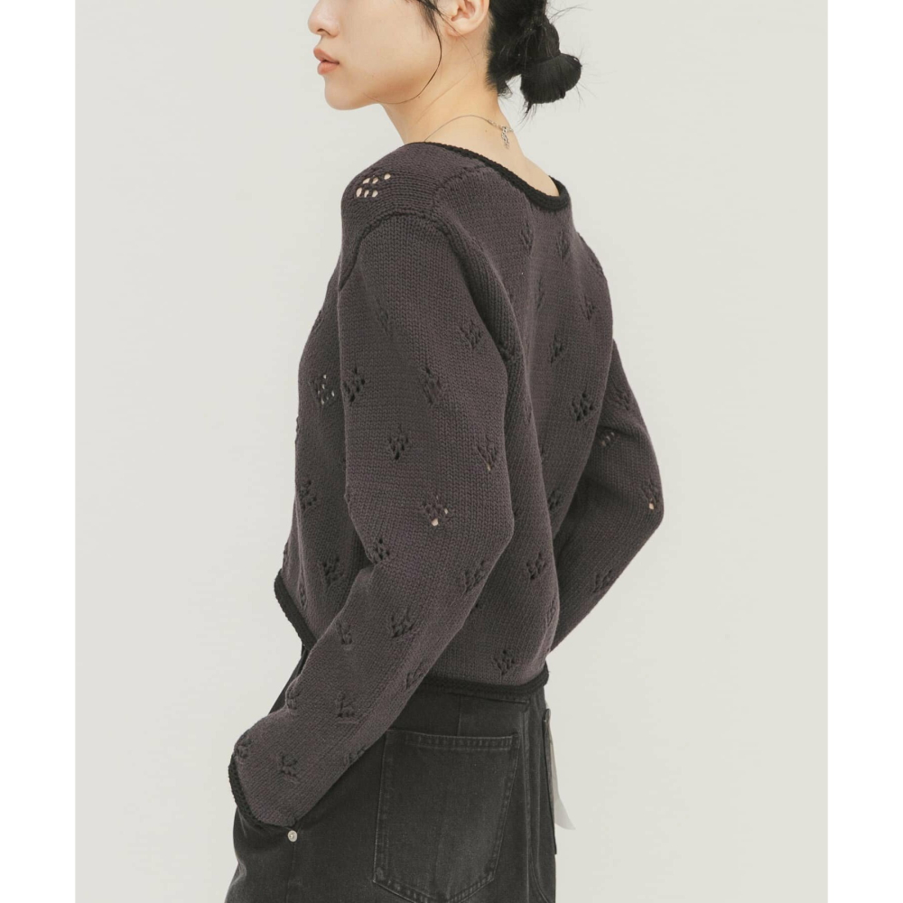 2026 春夏新品‎ ꒰ 日本 KBF ꒱ؘ 簍空花花開襟衫-細節圖3