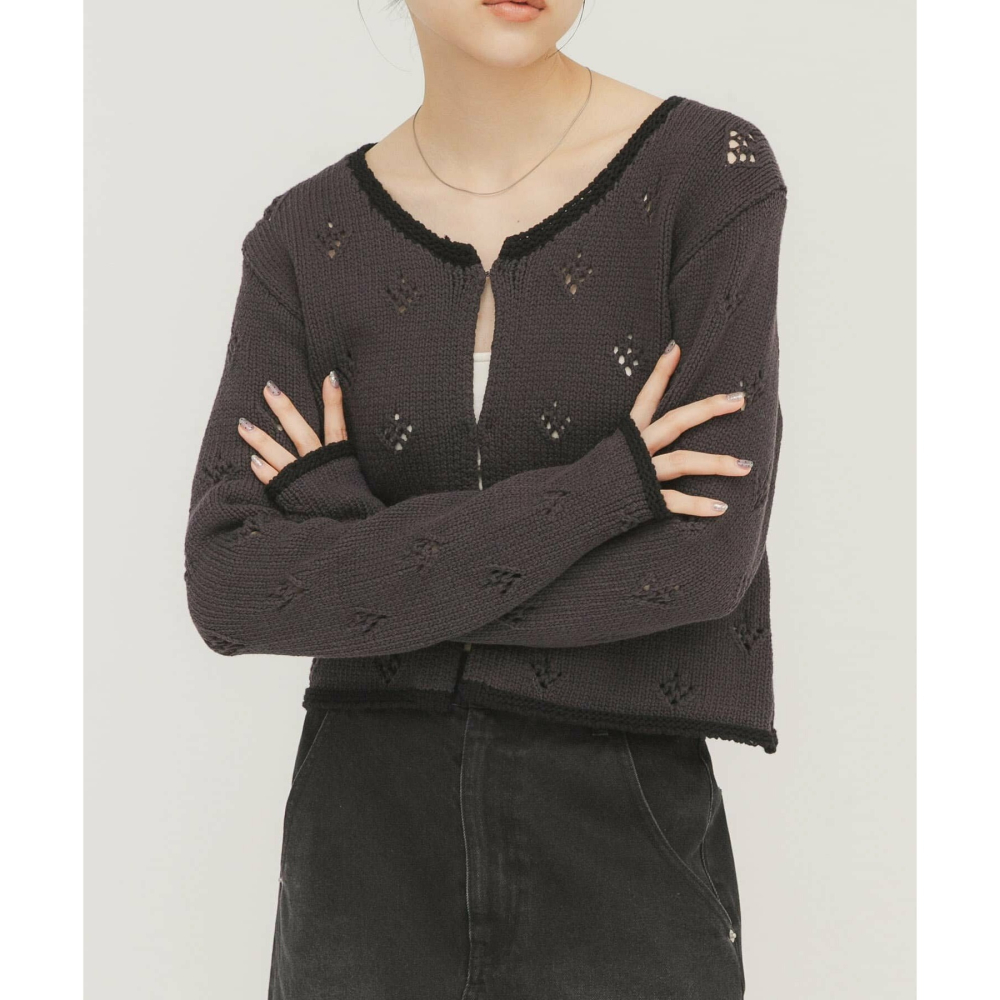 2026 春夏新品‎ ꒰ 日本 KBF ꒱ؘ 簍空花花開襟衫-細節圖4